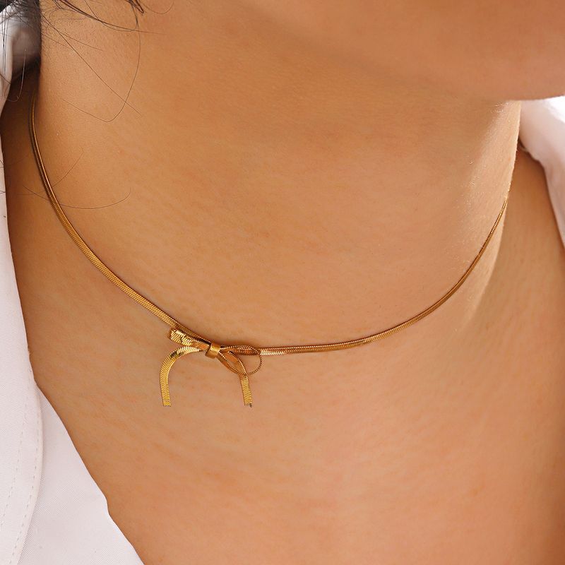 Edelstahl 304 18 Karat Vergoldet Einfacher Stil Klassischer Stil Überzug Bogenknoten Edelstahl 304 Halskette
