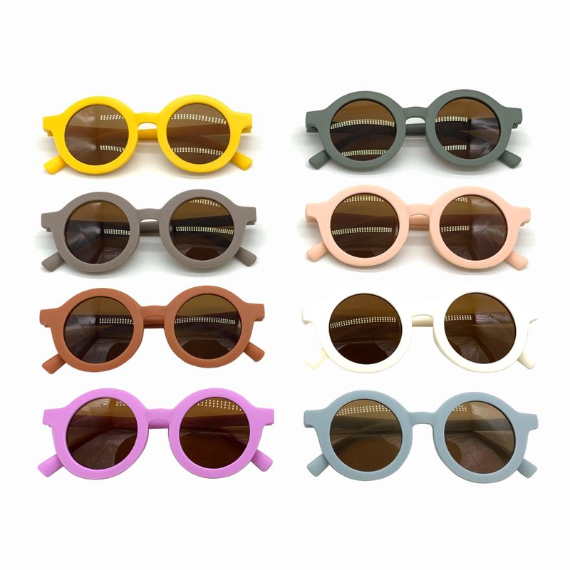 Cartoon Style Cute Geometric Ac Round Frame Full Frame Kids Sunglasses