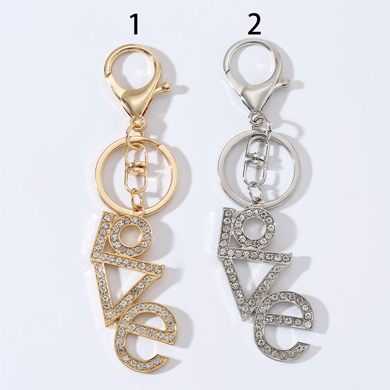 Modern Style Classic Style Commute Letter Alloy Plating Inlay Rhinestones Bag Pendant Keychain