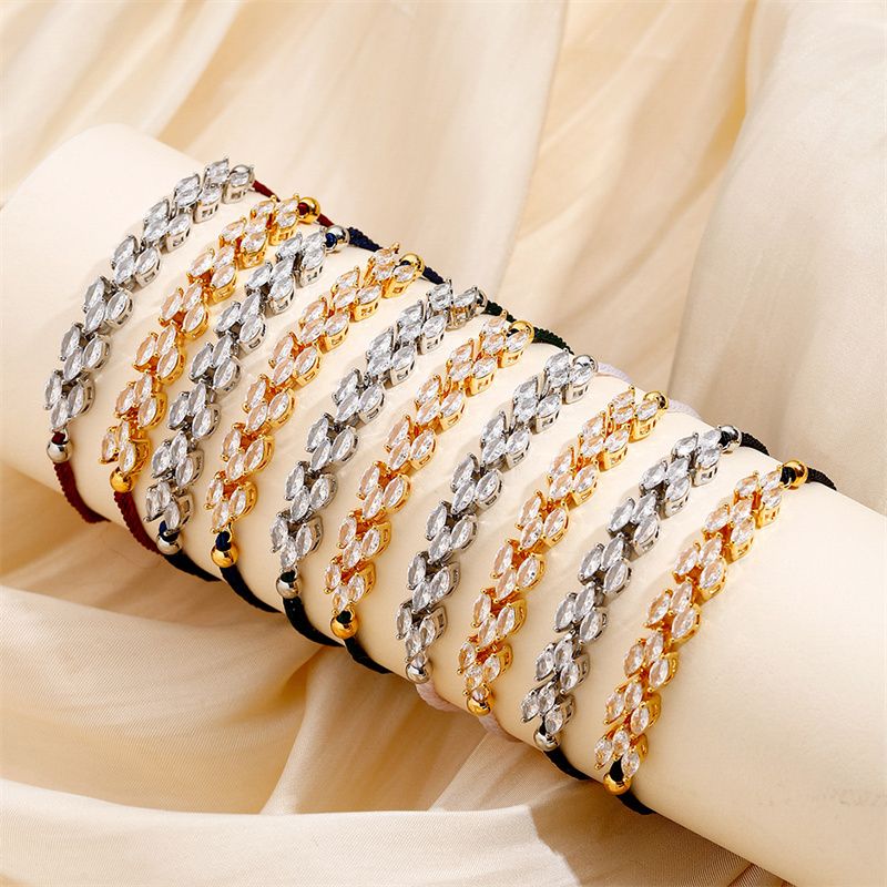 Style Simple Brillant Géométrique Corde Le Cuivre Incruster Zircon Femmes Bracelets À Cordon