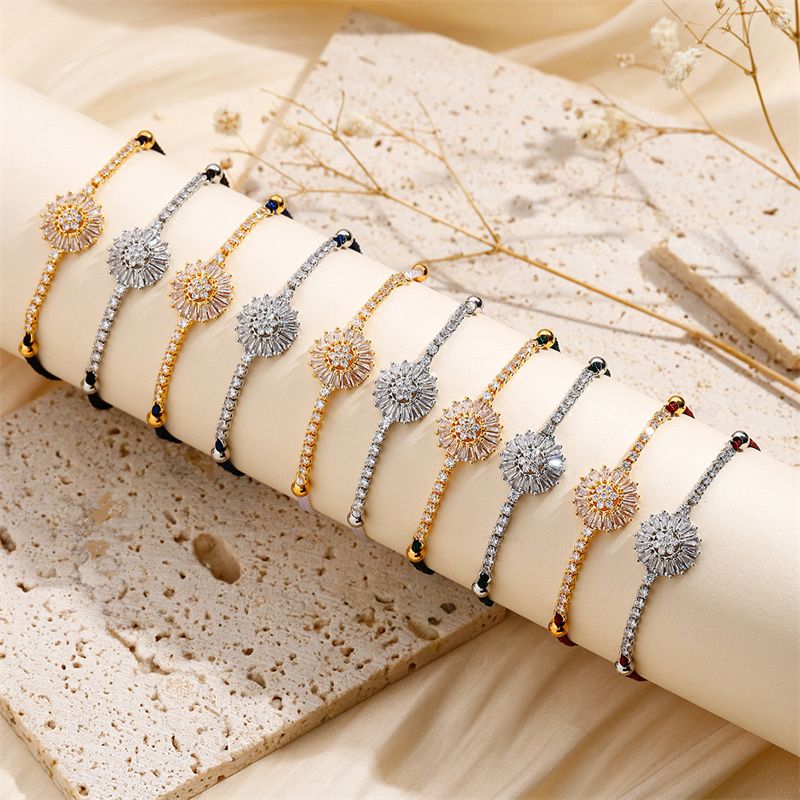 Le Cuivre De Base Style Moderne Style Classique Incruster Géométrique Épissage Zircon Bracelets À Cordon