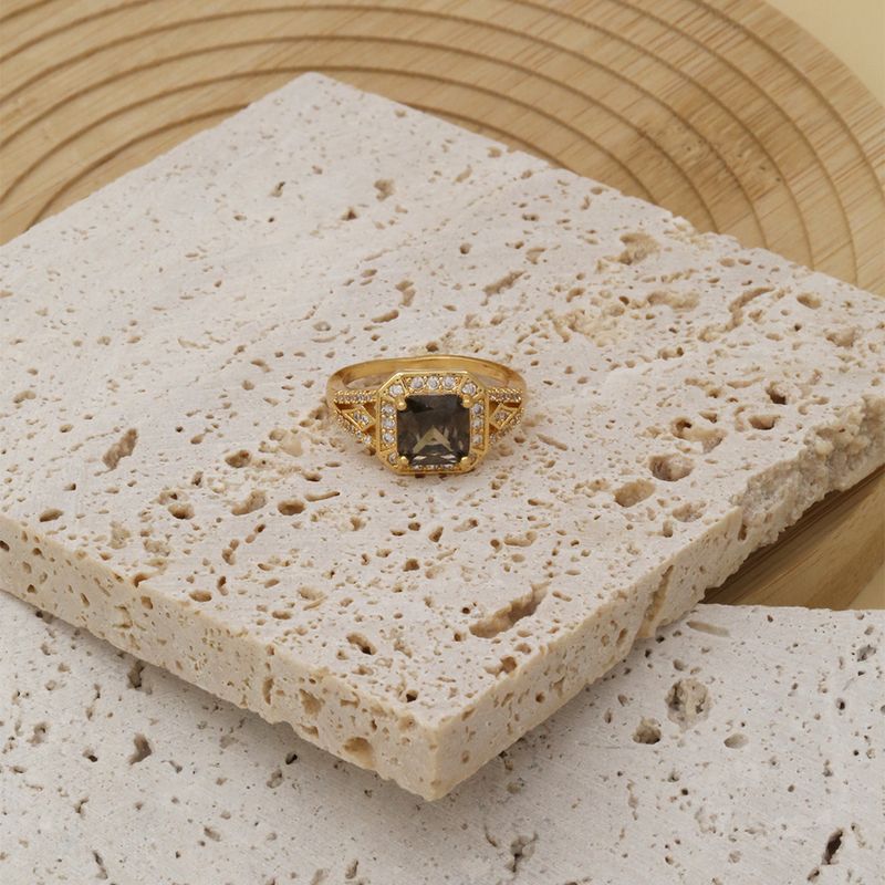 Copper K Gold Plated Basic Modern Style Classic Style Inlay Square Zircon Rings