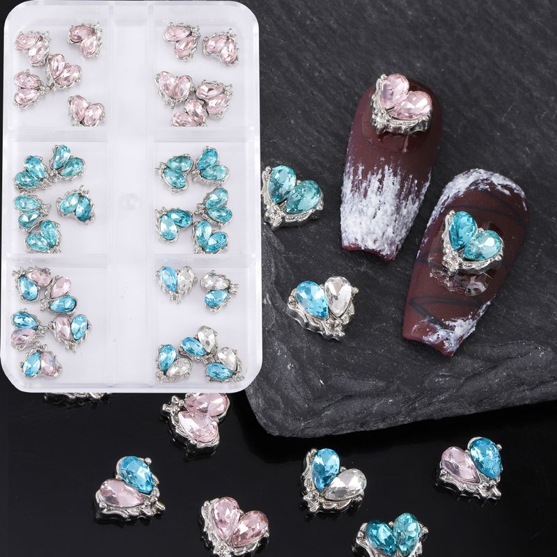 Glam Shiny Heart Shape Rhinestone Zinc Alloy Nail Decoration Accessories 1 Set