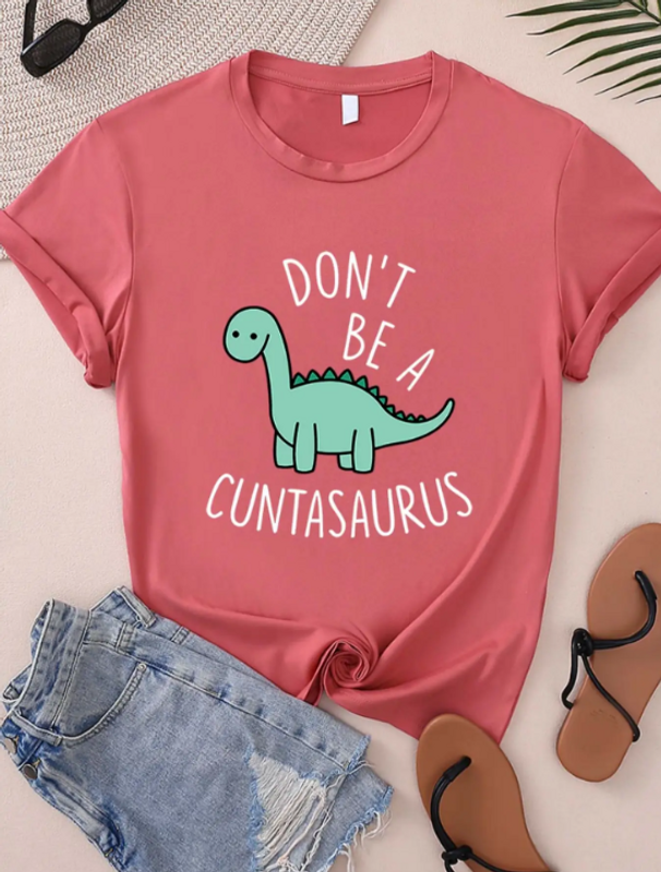 Women's T-shirt Short Sleeve T-Shirts Round Casual Dinosaur