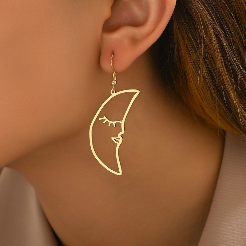 1 Pair Simple Style Classic Style Moon Solid Color Iron Drop Earrings