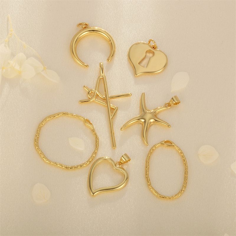 1 Piece 20 * 29mm 22*26mm 22*32mm Hole 1~1.9mm Hole 2~2.9mm Hole 3~3.9mm Copper 18K Gold Plated Cross Starfish Heart Shape Polished Pendant