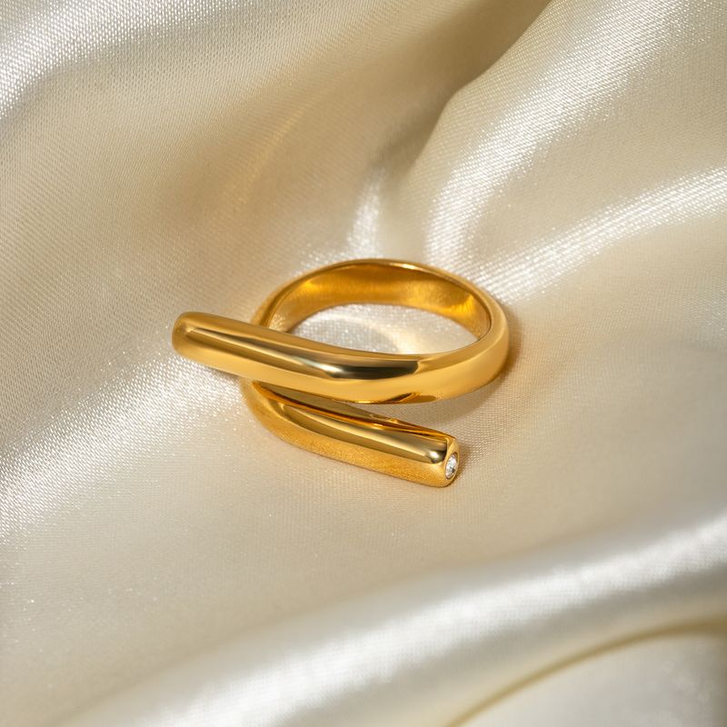 IG-Stil Moderner Stil Klassischer Stil Irregulär Geometrisch Edelstahl 304 18 Karat Vergoldet Offener Ring In Masse