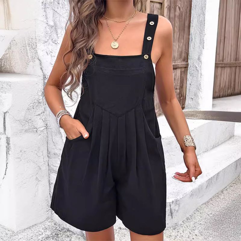 Women's Bodysuits Sleeveless Bodysuits Pocket Simple Style Solid Color