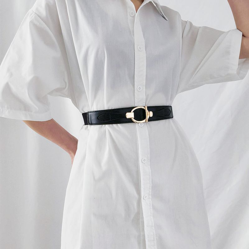 Casual Simple Style Classic Style Geometric Pu Leather Elastic Band Women's Leather Belts