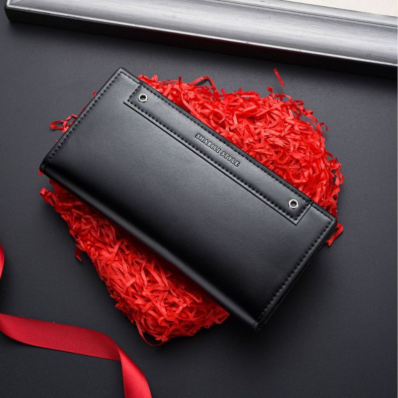 Women's Solid Color Pu Leather Fold In Half Long Wallets