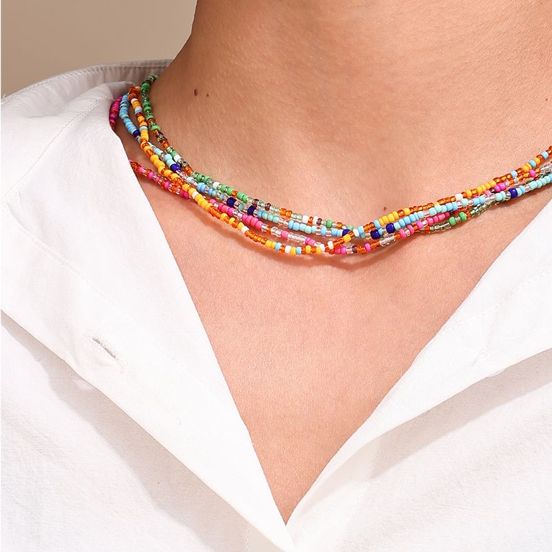 Großhandel Schmuck Nordischer Stil Einfacher Stil Geometrisch Glas Glas Perlen Halskette
