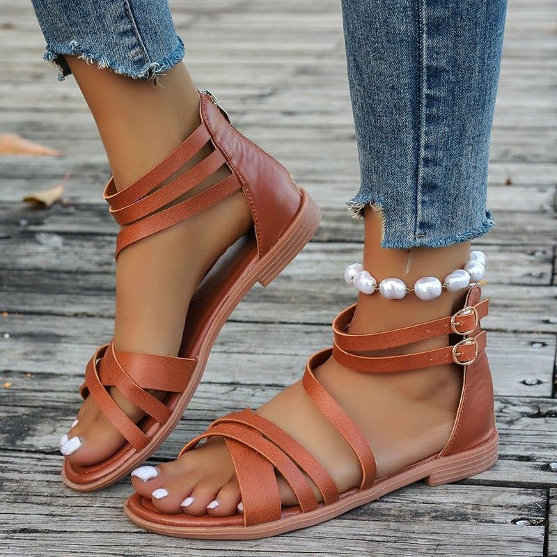 Women's Roman Style Solid Color Open Toe Roman Sandals