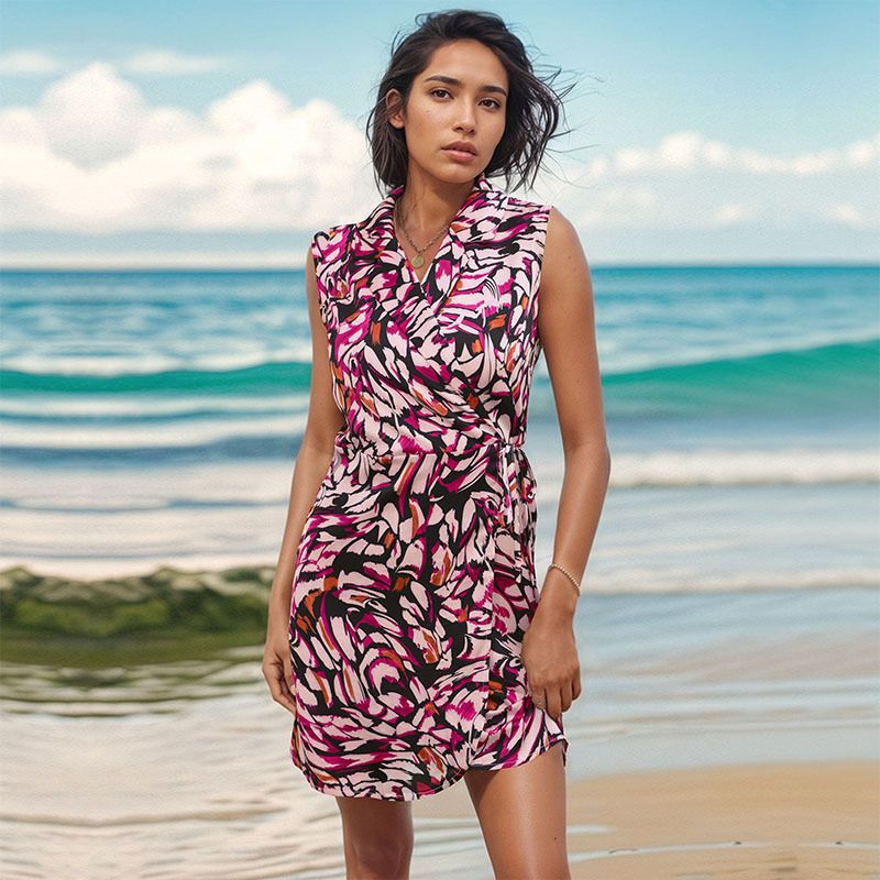 Women's Regular Dress Vacation V Neck Printing Sleeveless Color Block Knee-Length Holiday Daily Beach
