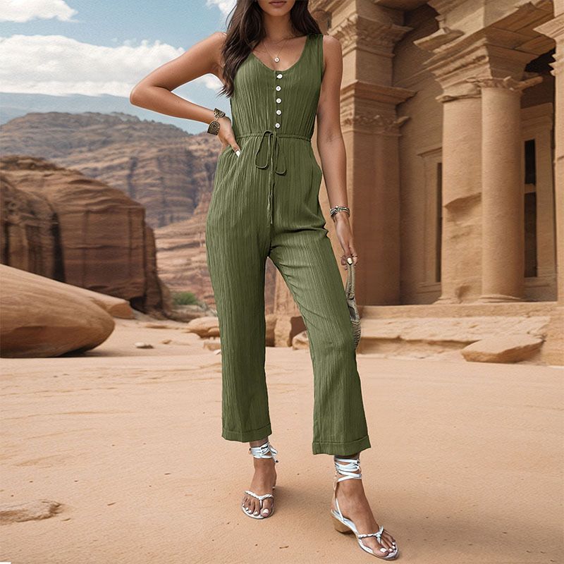 Women's Daily Simple Style Solid Color Full Length Pocket Jumpsuits