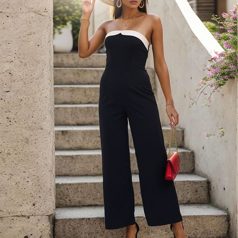 Women's Daily Sexy Color Block Full Length Jumpsuits
