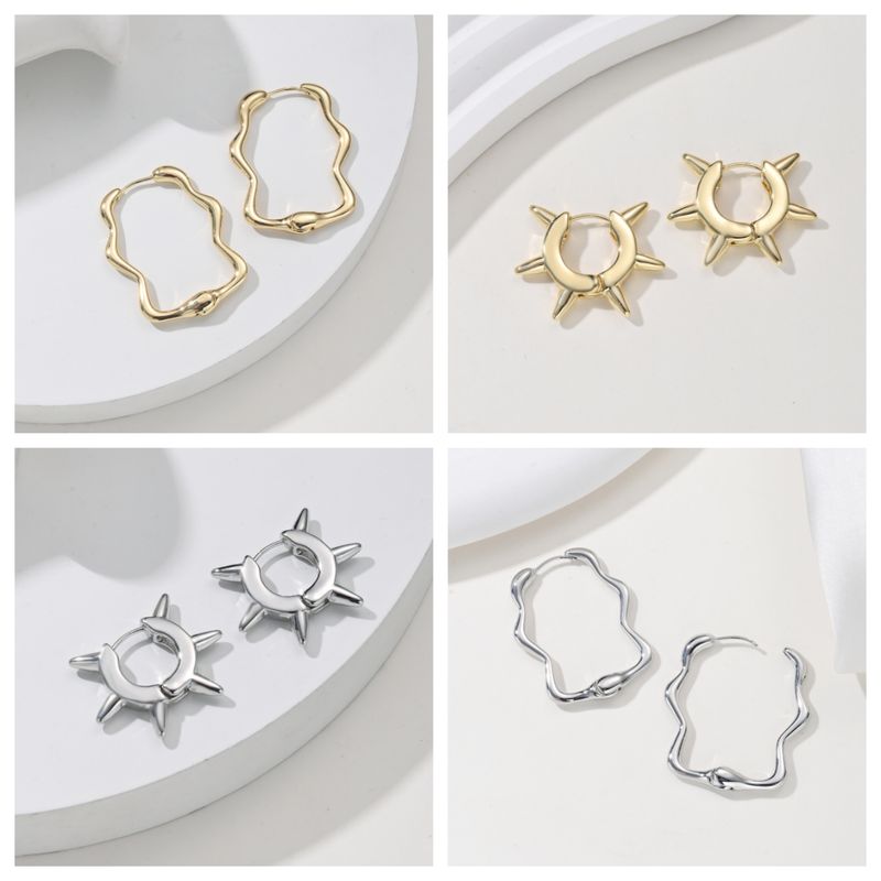 1 Pair Basic Classic Style Commute Irregular Geometric Alloy Alloy Hoop Earrings