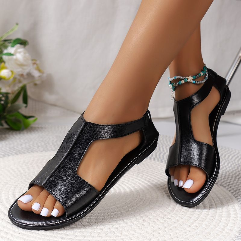 Frau Lässig Basic Einfarbig Offener Zeh Peeptoe-Sandalen