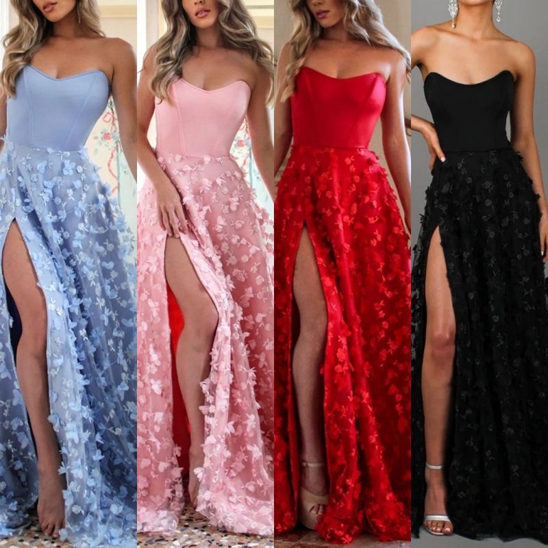 Women's Ball Gown Sexy Strapless Sleeveless Solid Color Maxi Long Dress Banquet Date Tea Party