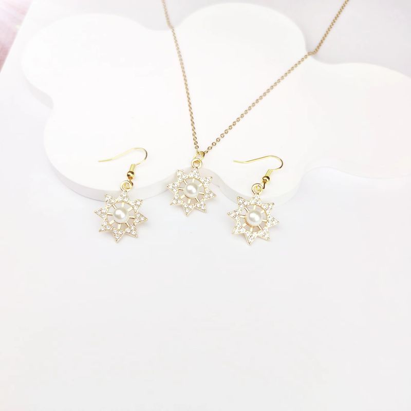 IG Style Simple Style Ginkgo Leaf Alloy Inlay Rhinestones Pearl Women's Jewelry Set