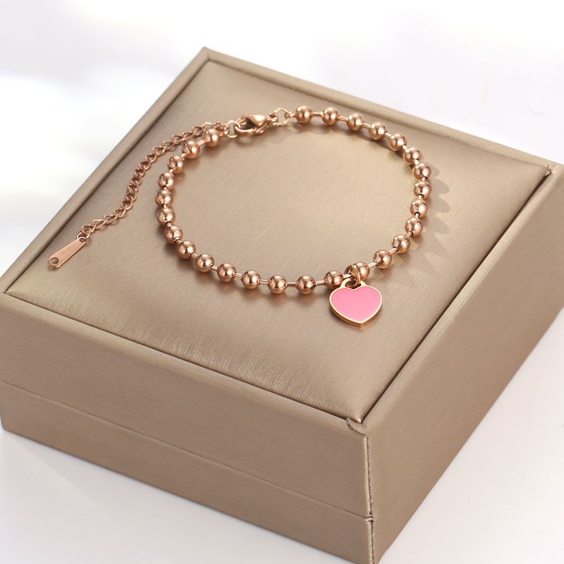 IG Style Sweet Heart Shape 316 Stainless Steel  18K Gold Plated Acrylic Bracelets In Bulk