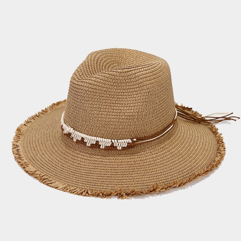 Women's Vacation Beach Solid Color Braid Wide Eaves Straw Hat
