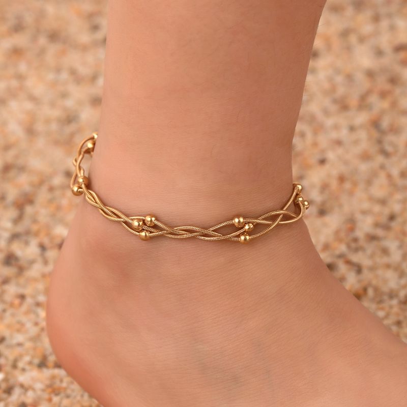 Hawaiian Tropical Cool Style Solid Color 304 Stainless Steel Plating 18K Gold Plated Women's Anklet