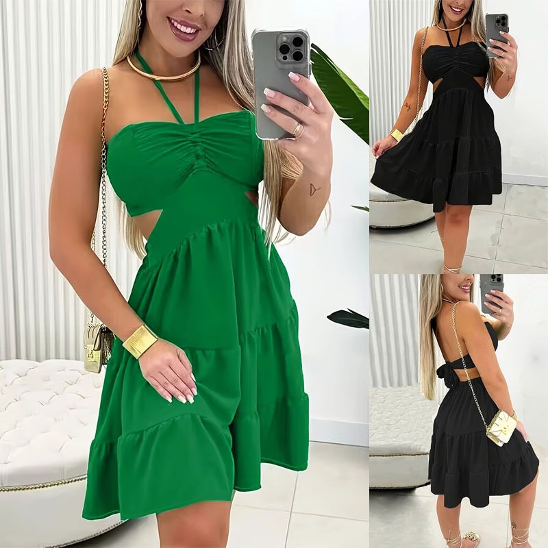 Women's Regular Dress Sexy V Neck Sleeveless Solid Color Above Knee Daily Beach