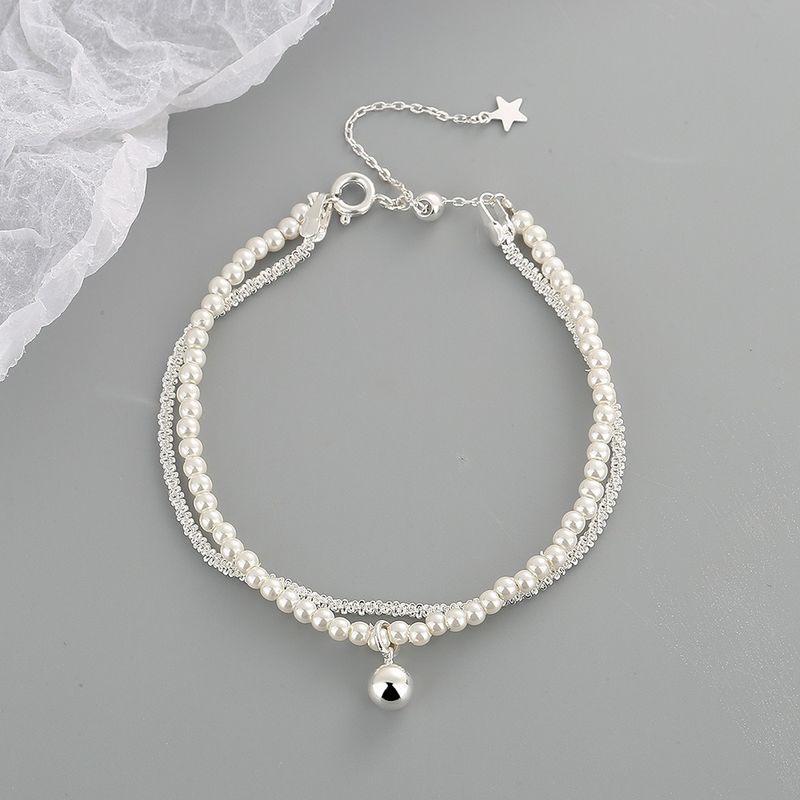 Perle Artificielle Argent Sterling Style IG Style Simple Perlé Couches Balle Bracelets