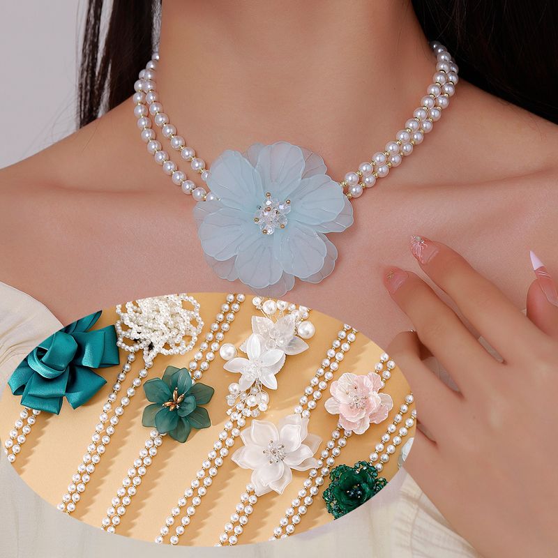IG Style Sweet Flower Imitation Pearl Beaded Women's Necklace