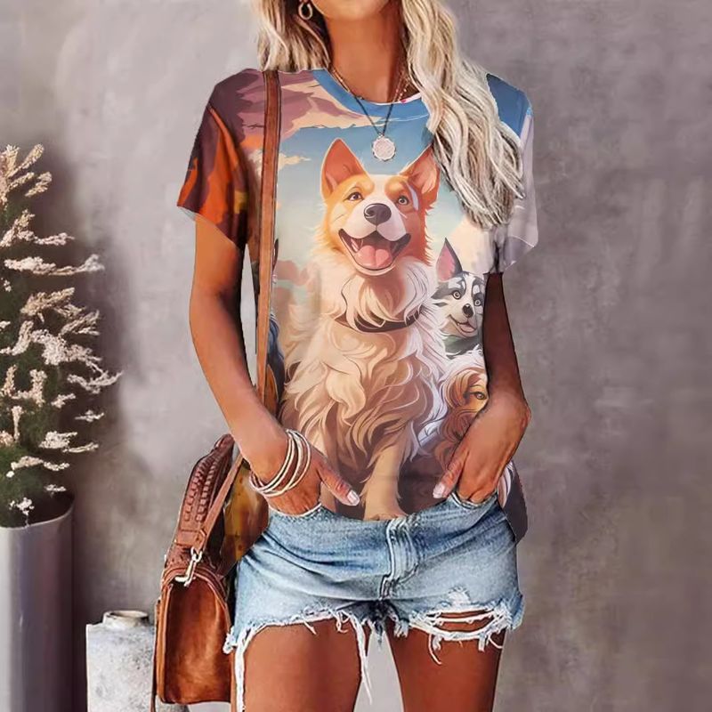 Women's T-shirt Short Sleeve T-Shirts Simple Style Dog