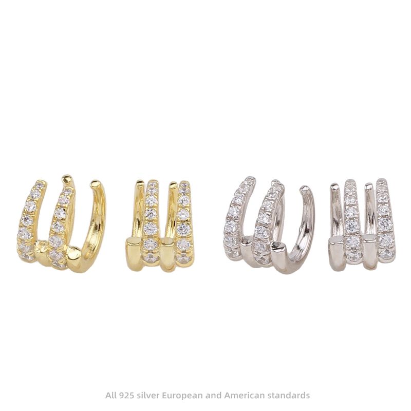 1 Paar Einfacher Stil Klassischer Stil Einfarbig Inlay Sterling Silber Zirkon Ohrringe