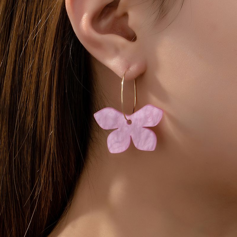 1 Pair Simple Style Classic Style Color Block Resin Copper Alloy Drop Earrings