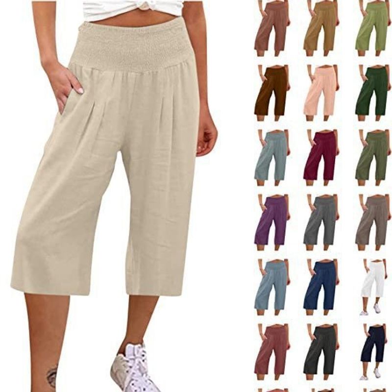 Women's Daily Simple Style Solid Color Calf-Length Casual Pants