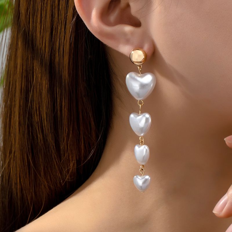 1 Pair Elegant Lady Modern Style Heart Shape Plastic Iron Drop Earrings