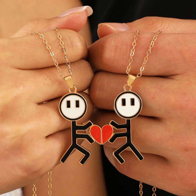 Casual Simple Style Heart Shape Zinc Alloy Couple Pendant Necklace