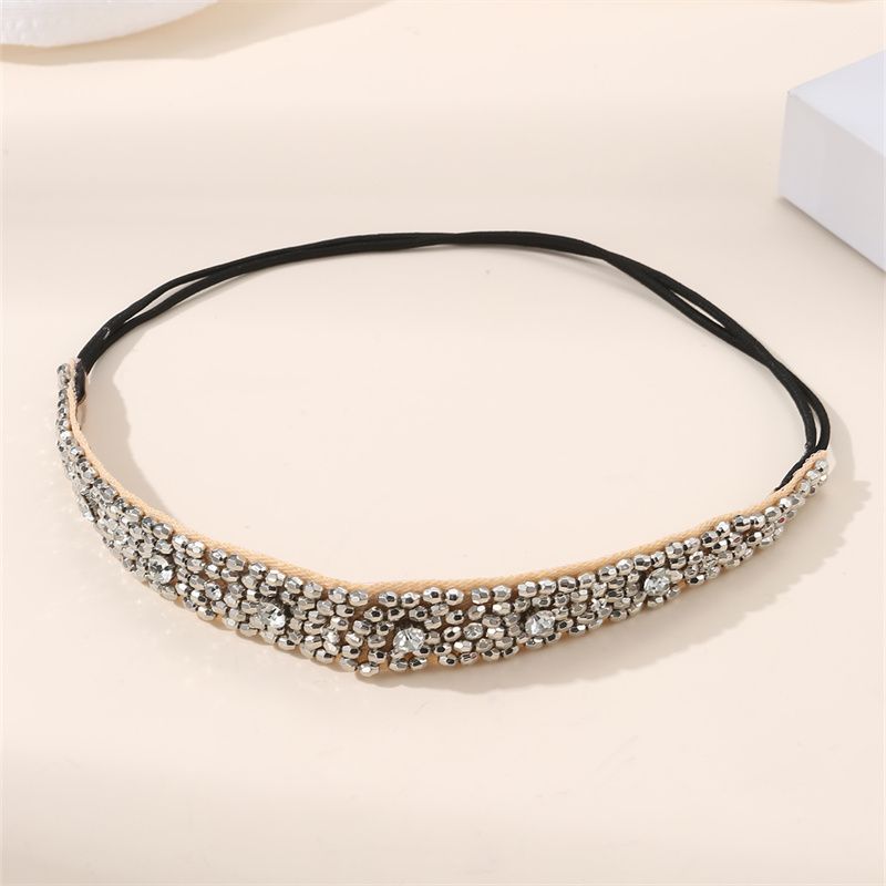 Women's Simple Style Classic Style Solid Color Artificial Pearl Cloth Rhinestone Elastic Band Hair Band