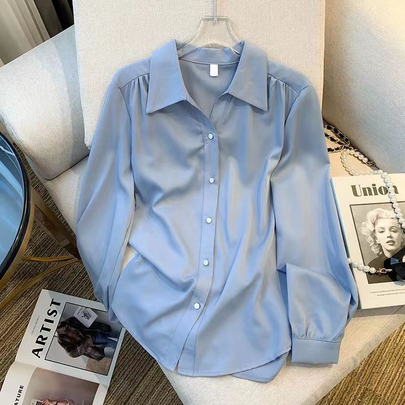 Women's Blouse Long Sleeve Blouses Simple Style Solid Color