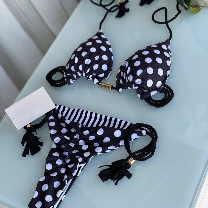 Women's Polka Dots Leopard 2 Pieces Set Bikinis Swimwear