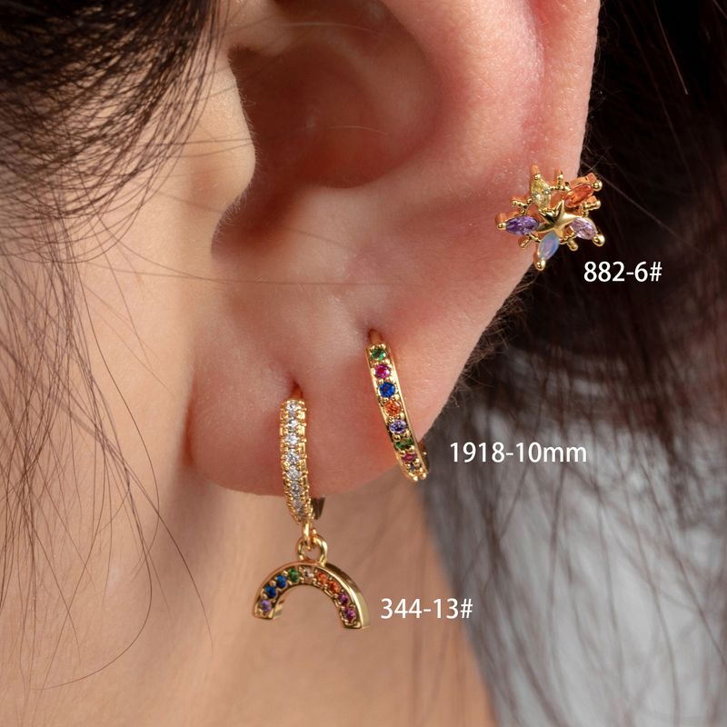 1 Piece Casual French Style Flower Inlay Copper Zircon Drop Earrings Earrings