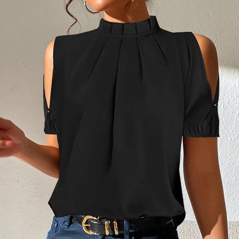 Women's T-shirt Short Sleeve Blouses Simple Style Solid Color