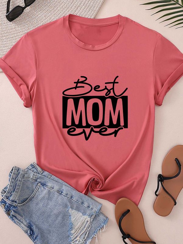 Women's T-shirt Short Sleeve T-Shirts Round Casual Letter
