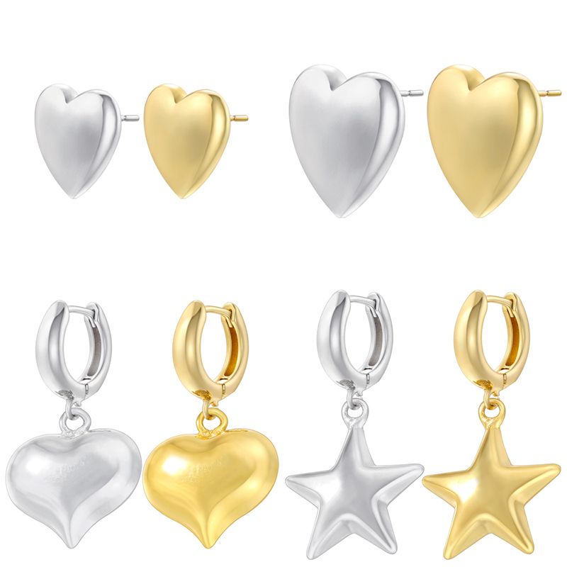 1 Pair Casual Vintage Style Simple Style Pentagram Heart Shape Plating Copper Drop Earrings Ear Studs