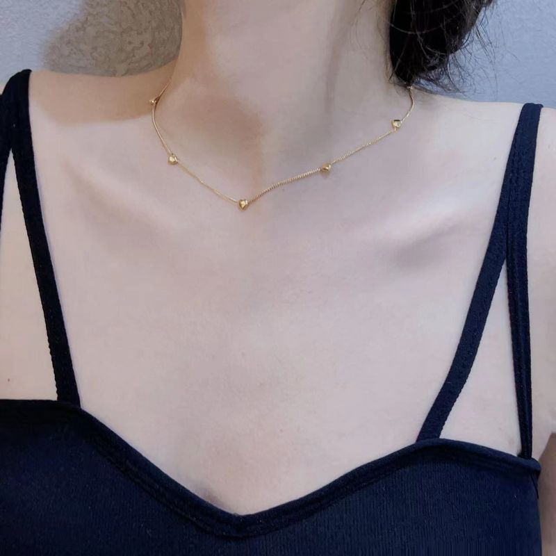 Edelstahl 304 18 Karat Vergoldet Feenhafter Stil Dame Koreanische Art Herzform Halskette
