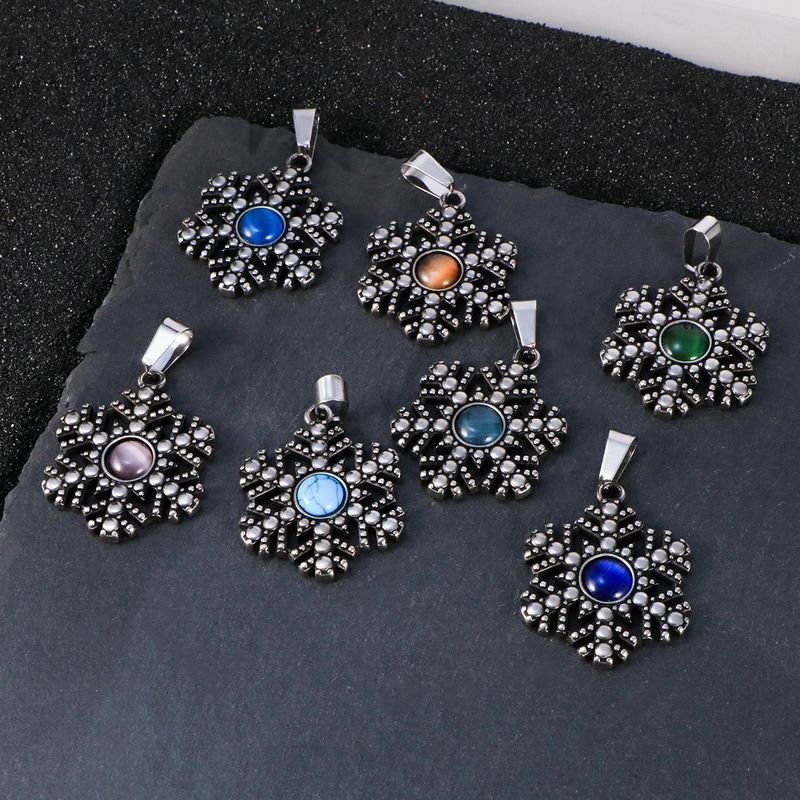 304 Stainless Steel Modern Style Classic Style Inlay Snowflake Acrylic Pendant Necklace