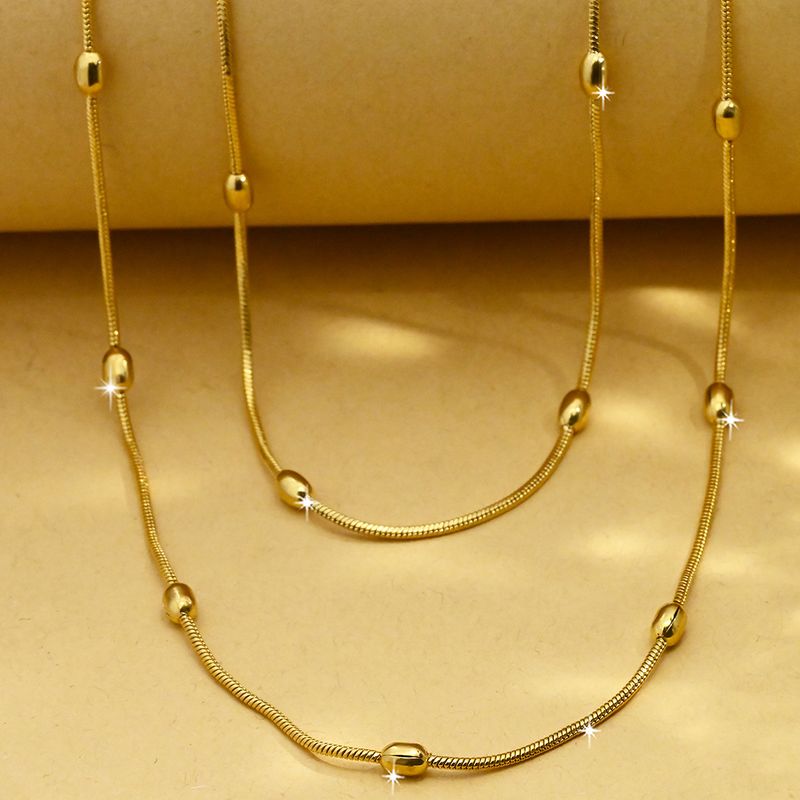 Copper Simple Style Plating Solid Color Double Layer Necklaces