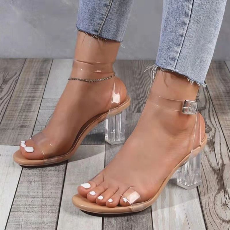 Women's Casual Solid Color Point Toe Ankle Strap Sandals High Heel Sandals