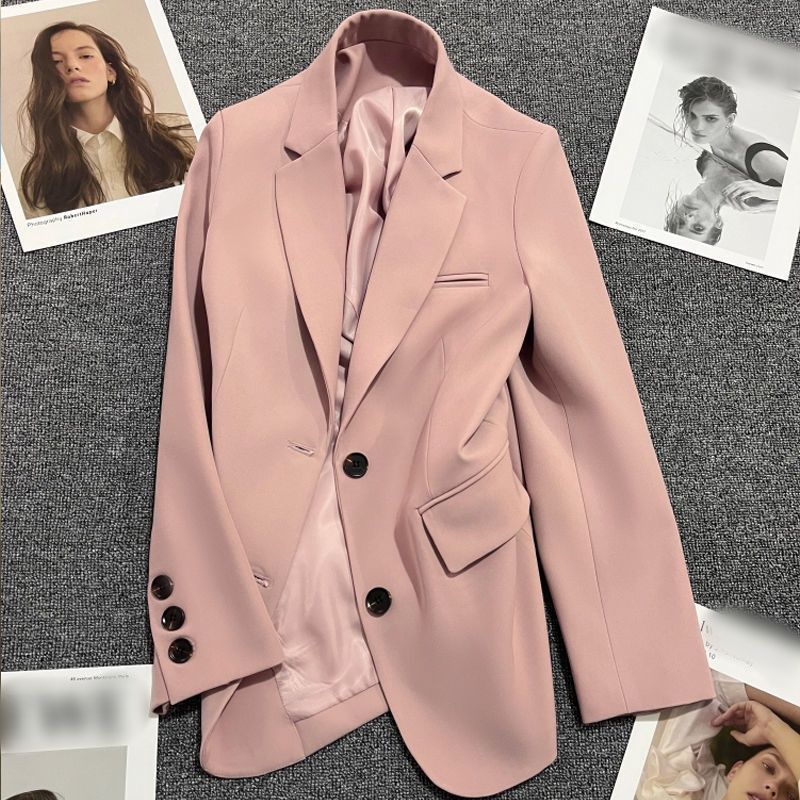 Women's Coat Long Sleeve Blazers Patchwork Button British Style Solid Color