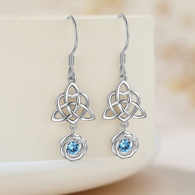 1 Paire Élégant Dame Style Moderne Géométrique Rose Incruster Argent Sterling Zircon Boucles D'oreilles