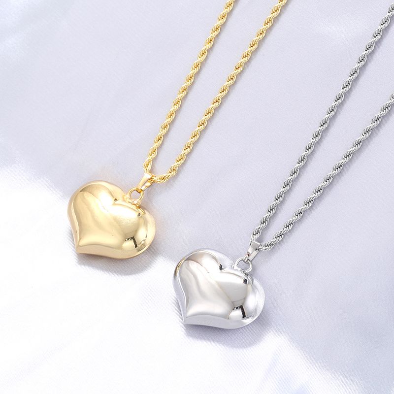 Kupfer 18 Karat Vergoldet Elegant Glam Süß Herzform Halskette Mit Anhänger