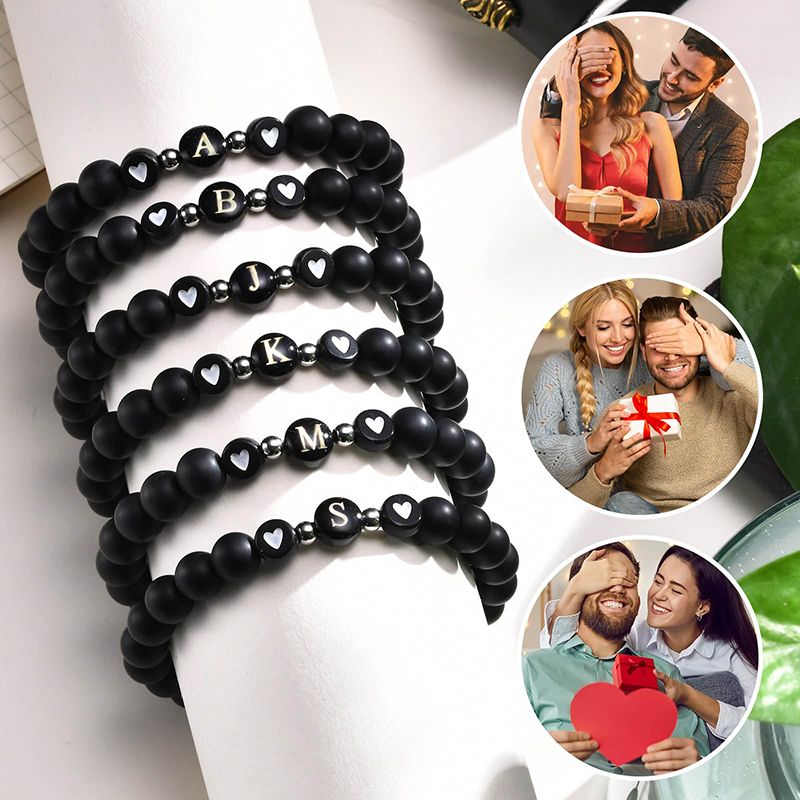 Handmade Simple Style Letter Heart Shape Arylic Stone Beaded Braid Unisex Bracelets